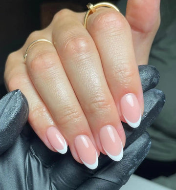 Handmade French Classic Elegant Nude White Press on Nails V27