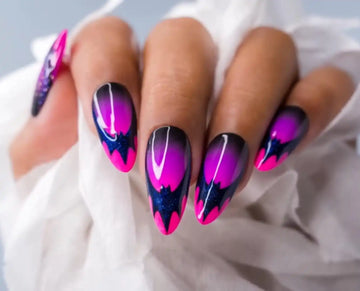 Handmade Halloween Bat Wing Purple Ombre Glitter Spooky Press on Nails R92