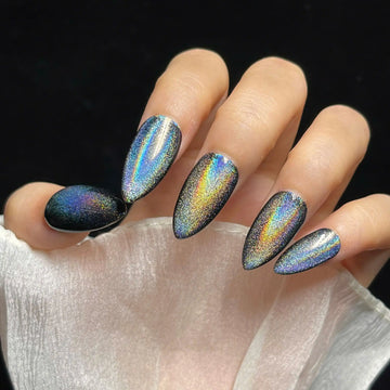 Handmade Holographic Rainbow Glitter Press on Nails R52