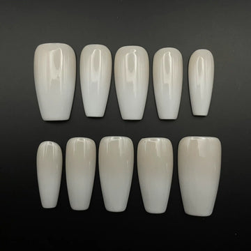 Handmade White Ombre Classic Elegant Minimalist Bridal Press on Nails F46