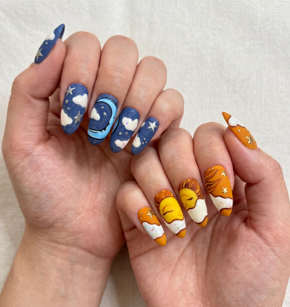 Cosmic Horizon | Handmade Celestial Sun Moon Astrology Zodiac Press-On Nails