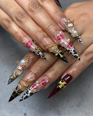 Gyaru Glam | Handmade Y2K 3D Leopard Kiss Mark Press-On Nails