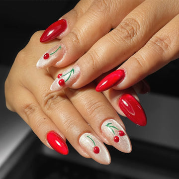 Velvet Cherry | Handmade Red Cat Eye Magnetic Spring Press-On Nails
