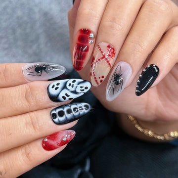 Macabre Stitch | Handmade Bloody Ghost Spider Horror Reusable Gel Press-On Nails