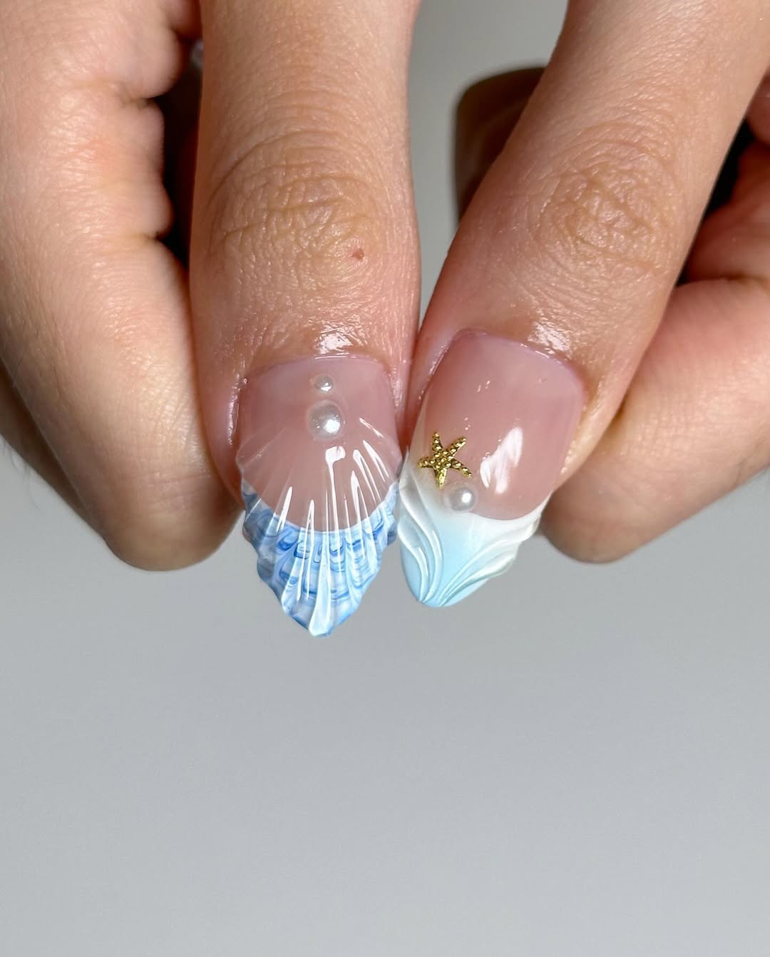 Sunny Blossom | Handmade 3D Blue Yellow Summer Floral Press-On Nails
