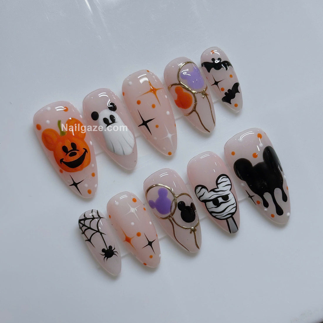 Pastel Boo | Handmade Cute Mouse Ear Spooky Pastel Gel Press-On Nails
