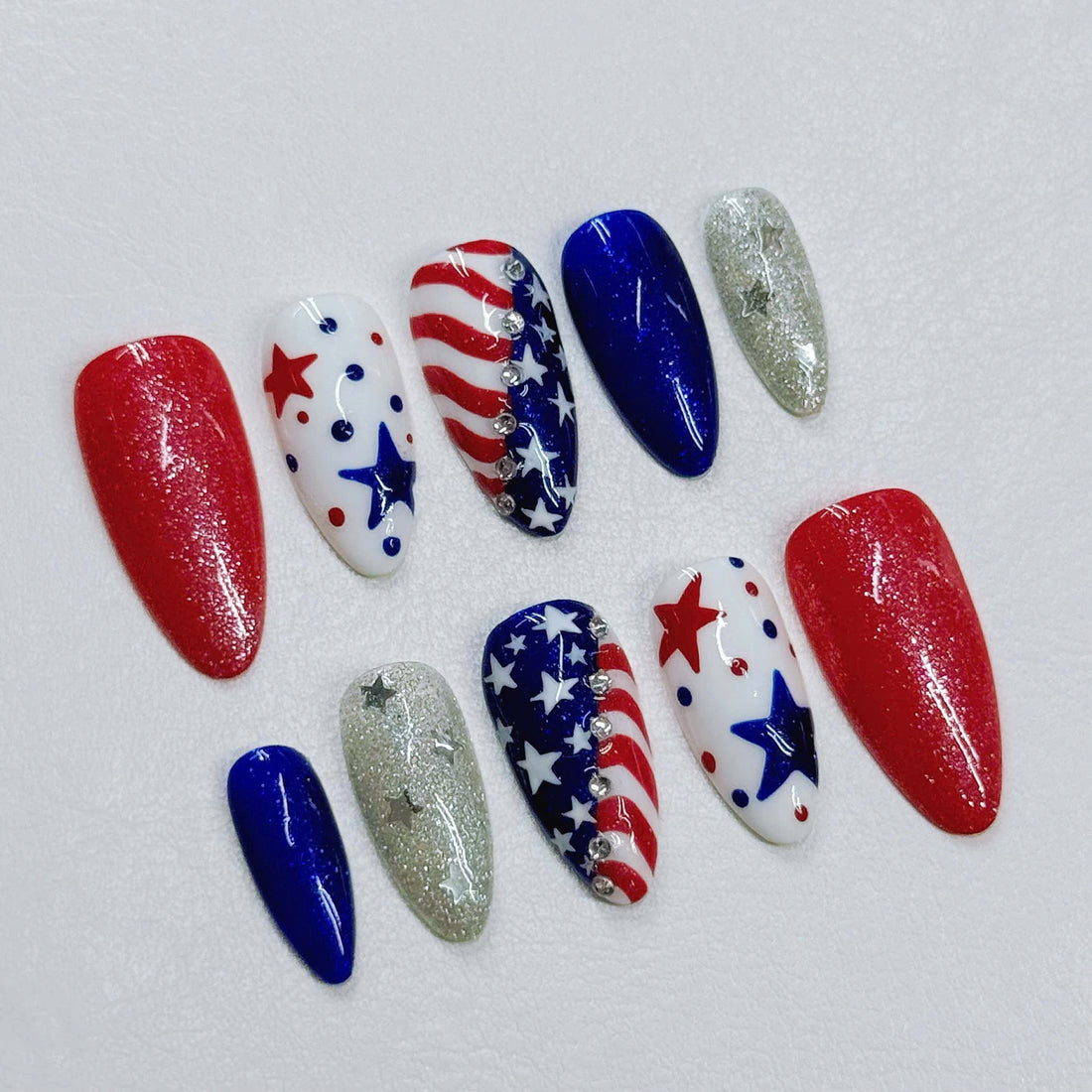 Liberty Glory | Handmade Patriotic USA 250th American Flag Press-On Nails