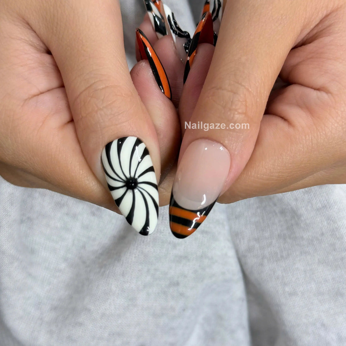 Argyle Web | Handmade 3D Spider Argyle Stripe Halloween Press-On Nails