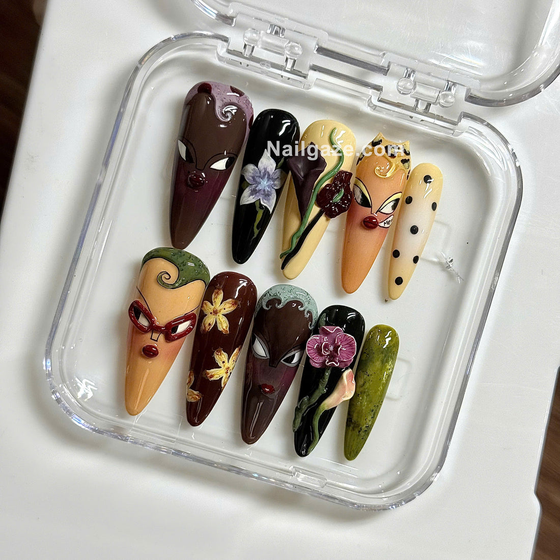 Porcelain Muse | Handmade Vintage Doll Face 3D Floral Gel Press-On Nails