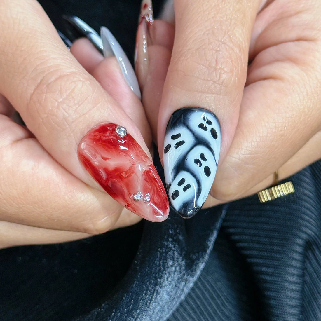 Macabre Stitch | Handmade Bloody Ghost Spider Horror Reusable Gel Press-On Nails