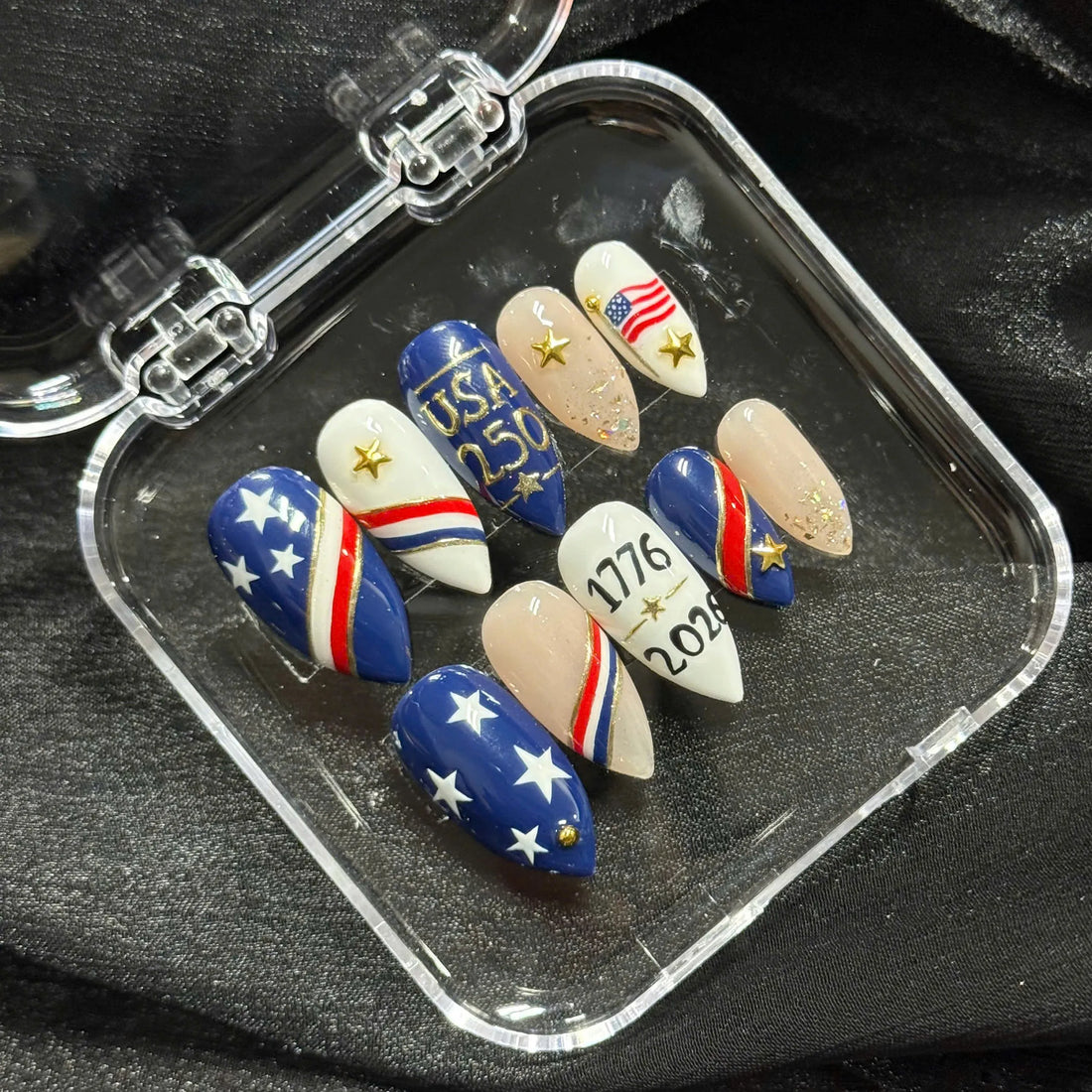 Semiquincentennial Star | Handmade USA 250 America Patriotic Press-On Nails