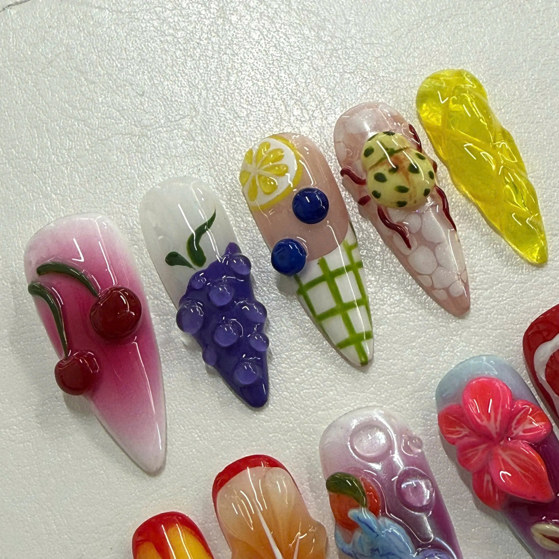 Garden Bugs | Handmade 3D Fruit Floral Spring Summer Press-On Nails