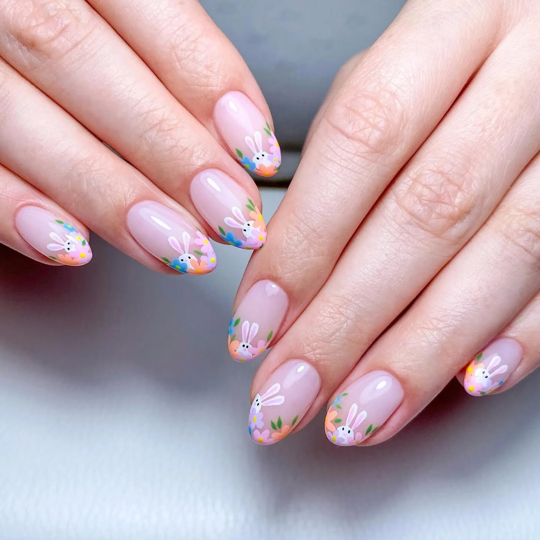 Bunny Bloom | Handmade Cute Easter Spring Floral Fake Press-On Nails