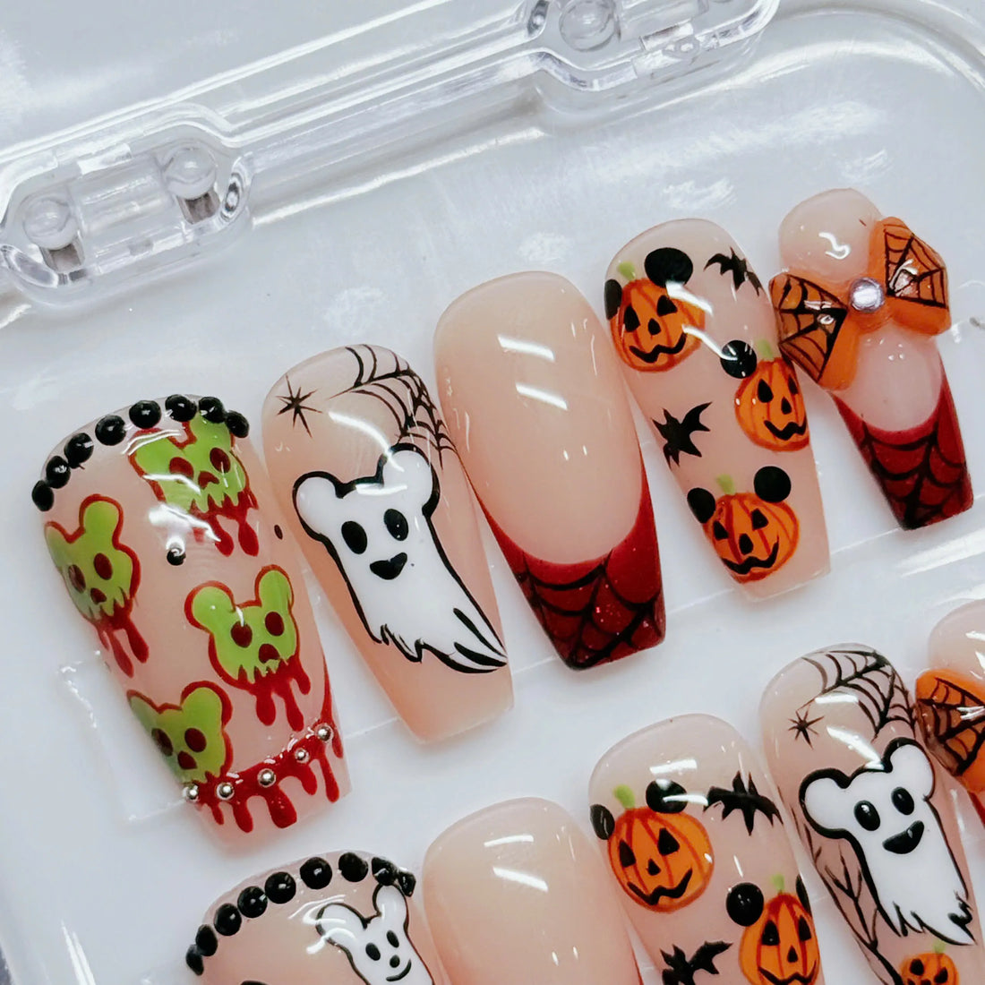 Haunted Mouse | Handmade Spooky Mouse Ear Ghost Halloween Press-On Nails