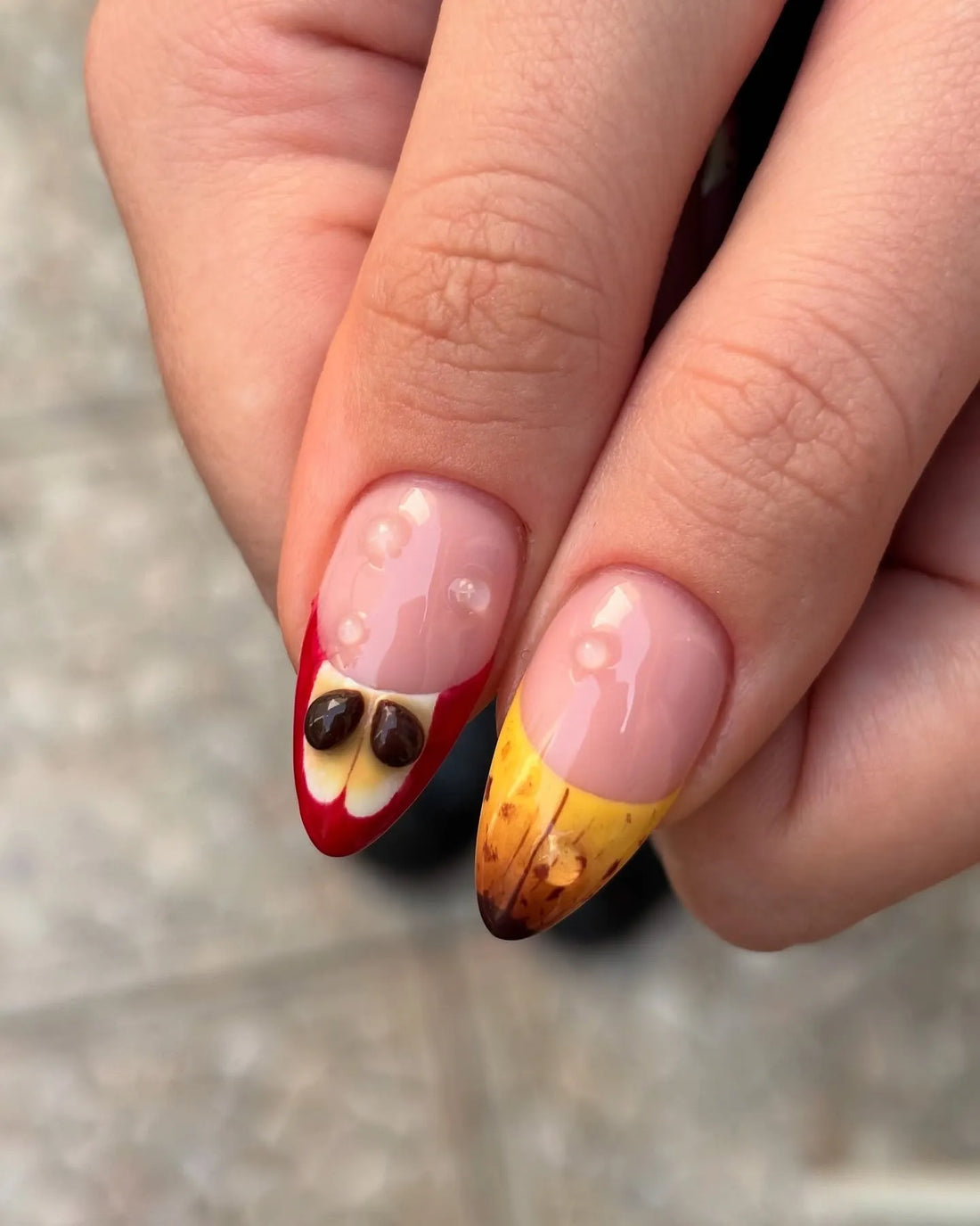 Tropical Bloom | Handmade 3D Fruit Floral Caterpillar Press-On Nails