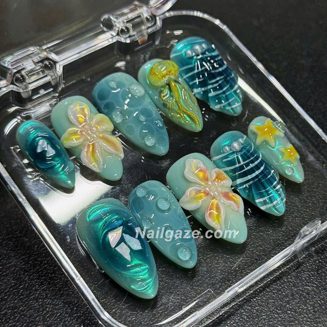 Mermaid Tide | Handmade Ocean Beach Summer Design Gel Press-On Nails
