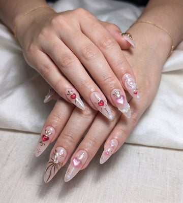 Starlight Heroine | Handmade 3D Celestial Heart Pink Magical Girl Press-On Nails