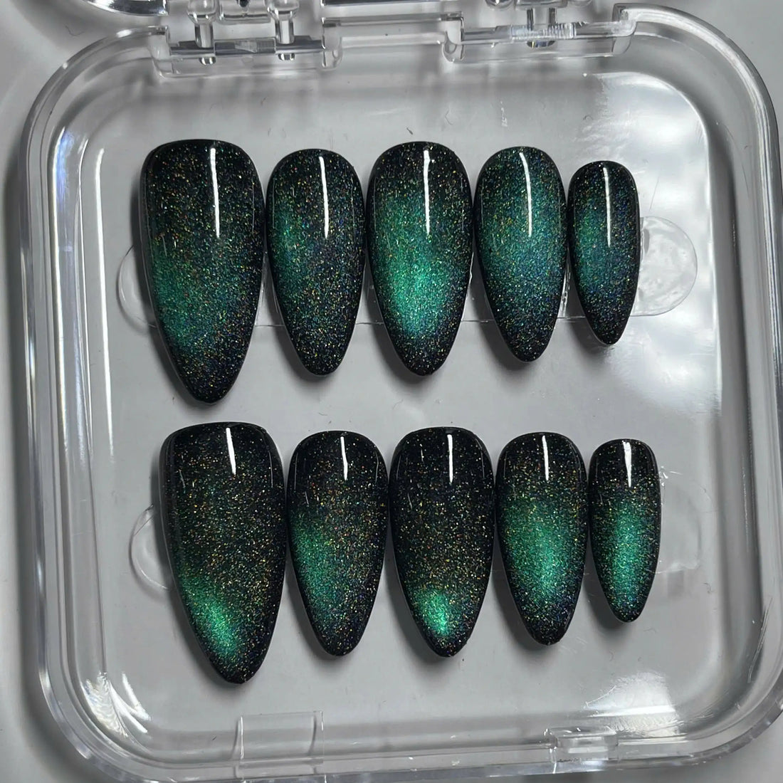 Cosmic Galaxy | Handmade Unique Purple Cat Eye Press-On Nails