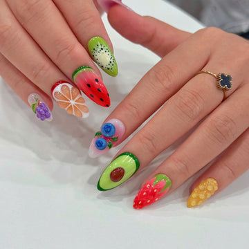 Tutti Frutti | Handmade 3D Mixed Cherry Avocado Fruit Press-On Nails