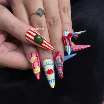 Amalfi Feast | Handmade Italian Summer 3D Lemon Lobster Press-On Nails