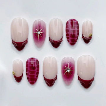 Abstract Star | Handmade Red Drip Elegant French Press-On Nails
