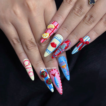 Amalfi Feast | Handmade Italian Summer 3D Lemon Lobster Press-On Nails