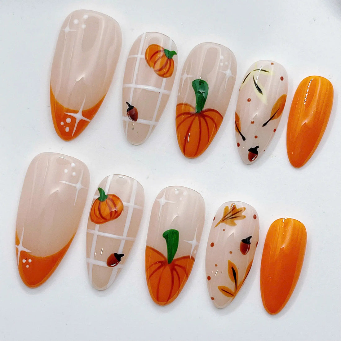 Autumn Pumpkin | Handmade Orange Festive Fall Press-On Nails