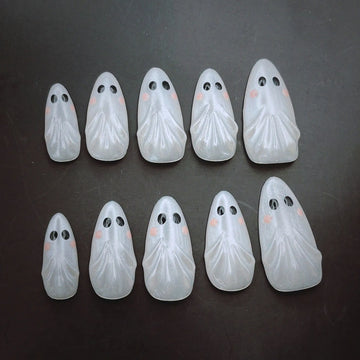 Blushing Ghost | Handmade 3D Kawaii Halloween Press-On Nails