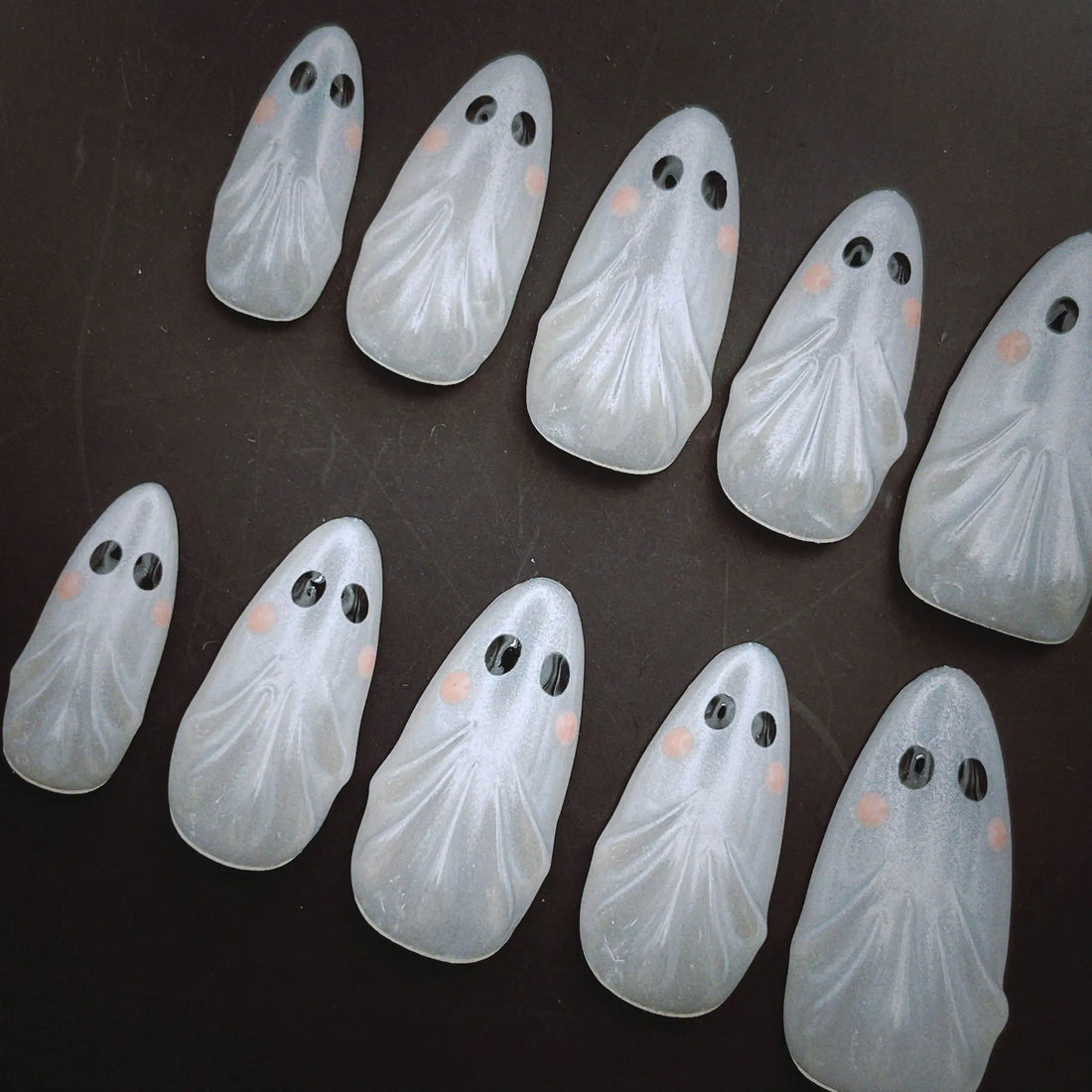 Blushing Ghost | Handmade 3D Kawaii Halloween Press-On Nails