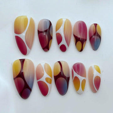 Colorful Fluid | Handmade Abstract Artistic Modern Press-On Nails