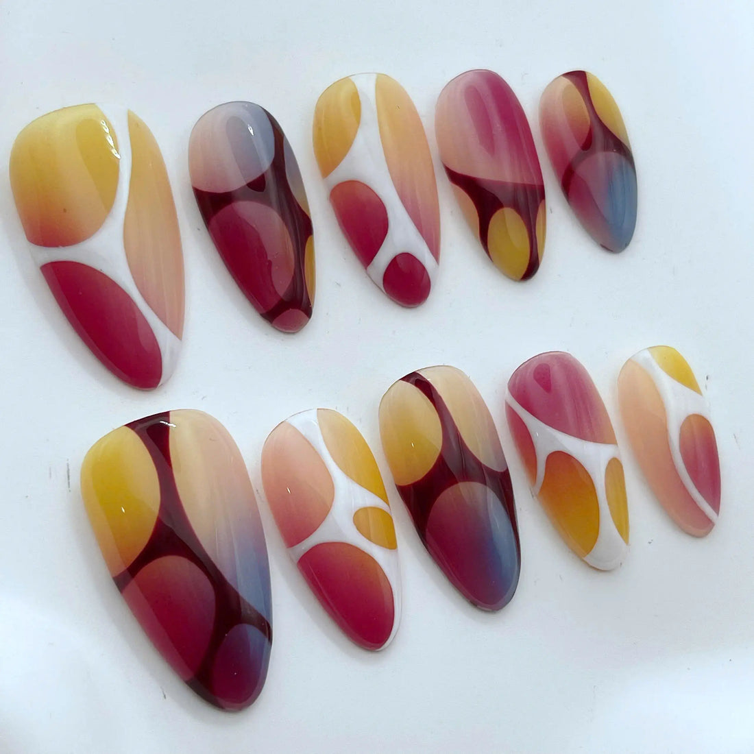 Colorful Fluid | Handmade Abstract Artistic Modern Press-On Nails