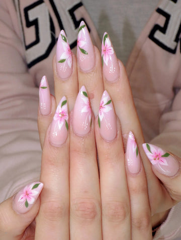 Delicate Blossom | Handmade Soft Pink Spring Floral Gel Press-On Nails