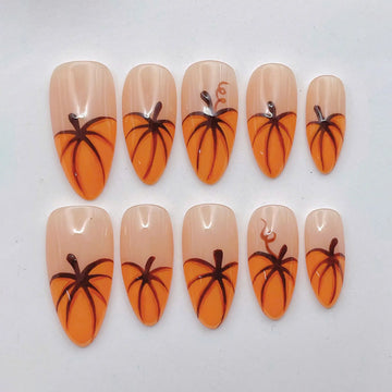 Glossy Pumpkin | Handmade Autumn Fall Orange Press-On Nails