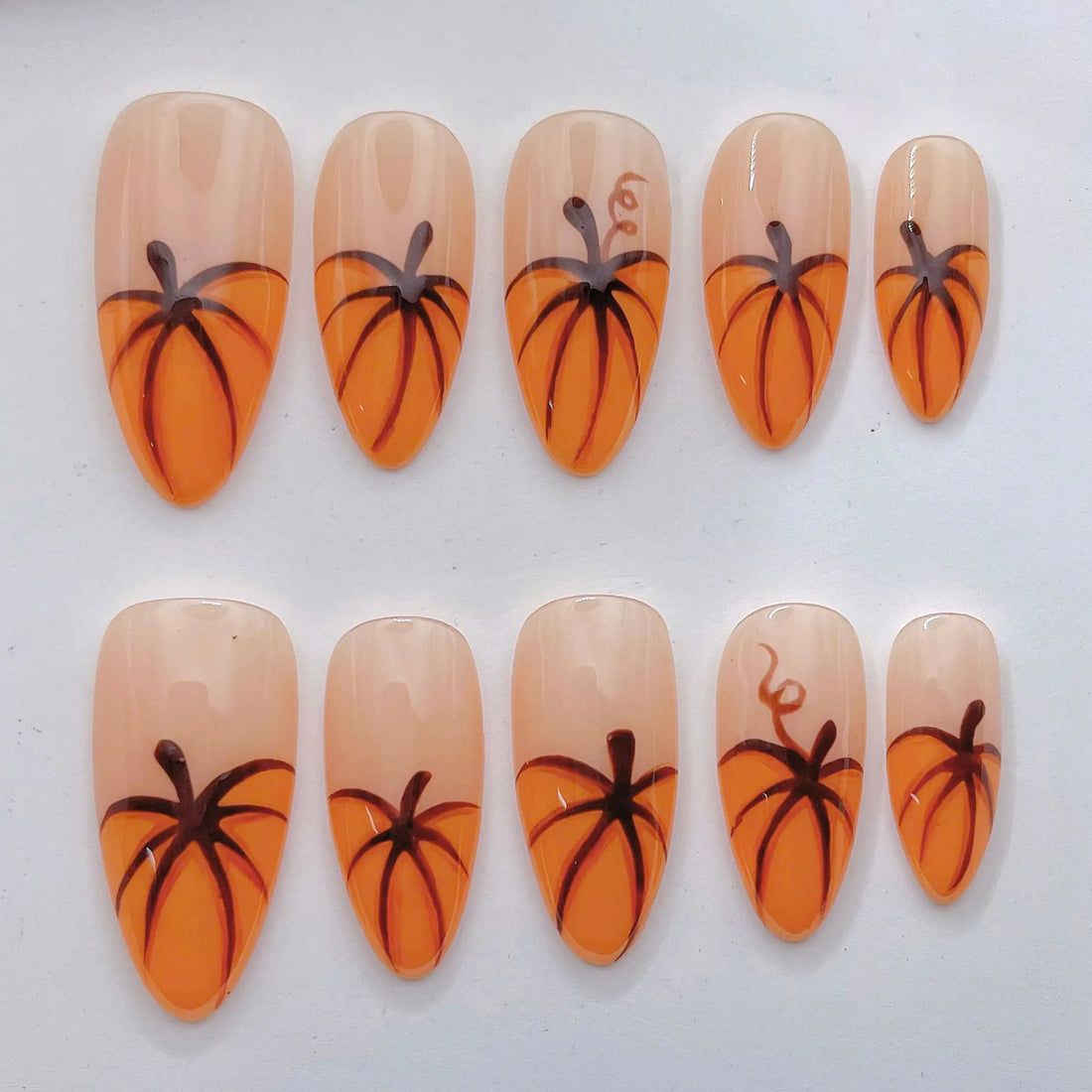 Glossy Pumpkin | Handmade Autumn Fall Orange Press-On Nails