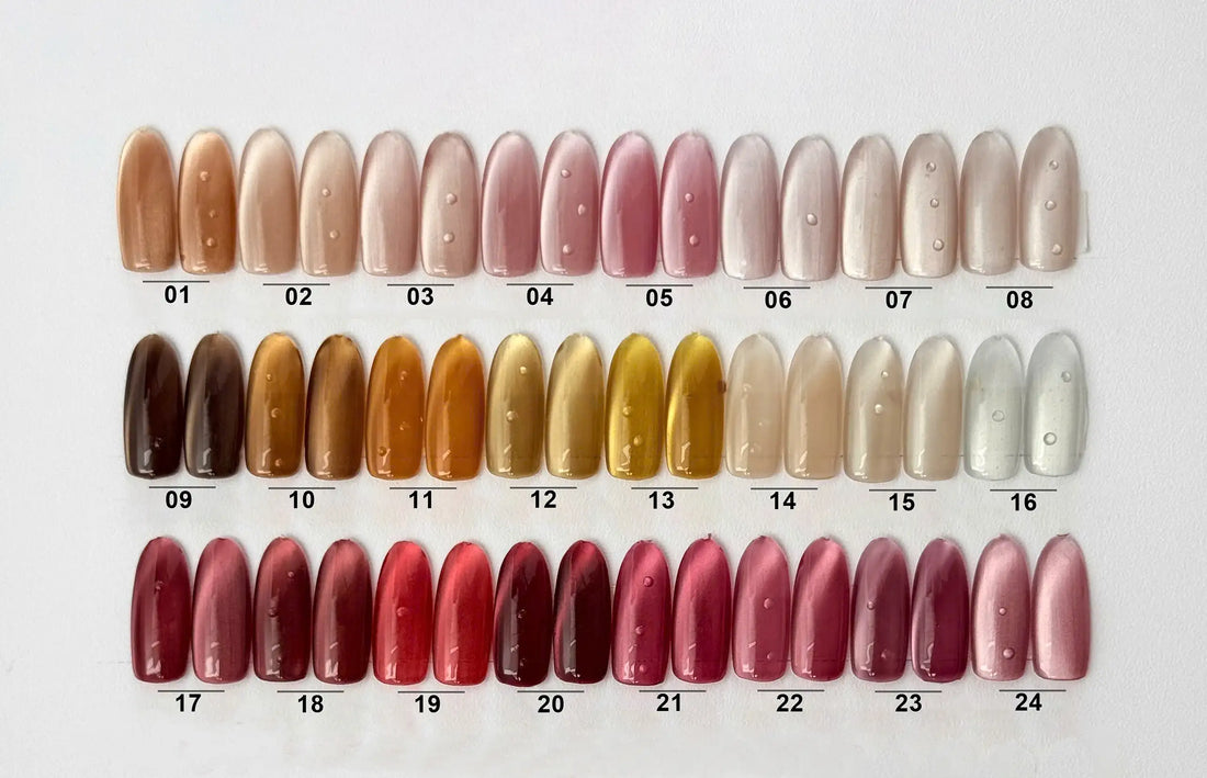 Hand-painted Cat Eye Nails - 48 Colors Classic Solid Glitter Press on Nails - Custom Reusable Fingernails - Fake Glue Gel Nails
