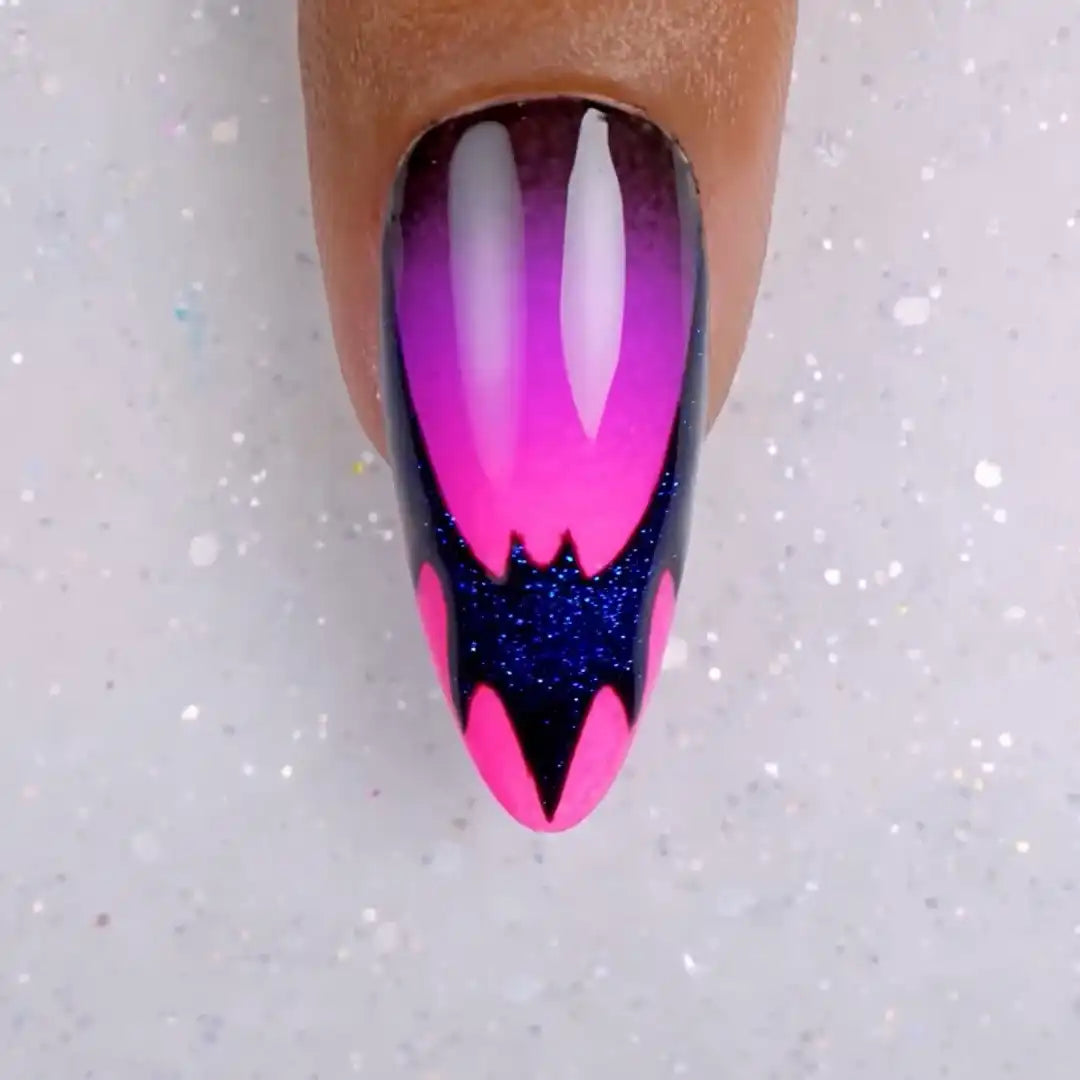 Handmade Halloween Bat Wing Purple Ombre Glitter Spooky Press on Nails R92