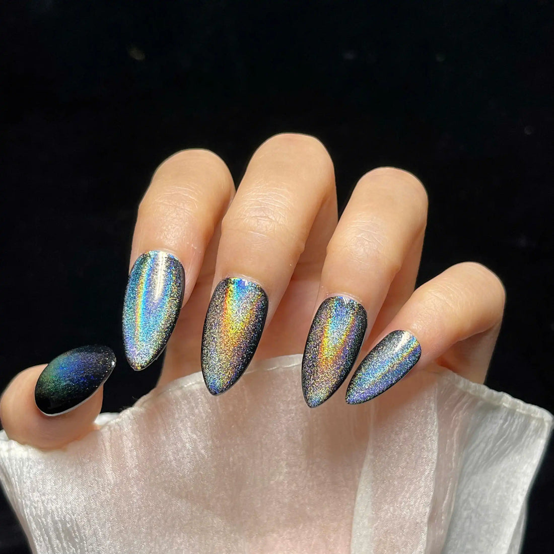 Handmade Holographic Rainbow Glitter Press on Nails R52