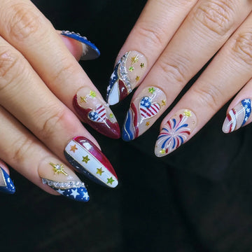 Liberty Grace | Handmade Patriotic American Flag Red White Blue Press-On Nails