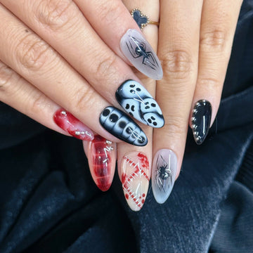 Macabre Stitch | Handmade Bloody Ghost Spider Horror Reusable Gel Press-On Nails