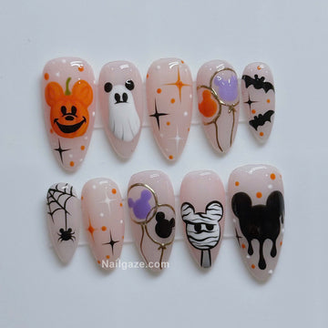 Pastel Boo | Handmade Cute Mouse Ear Spooky Pastel Gel Press-On Nails