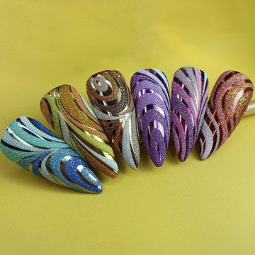 Rainbow Swirl | Handmade Trendy Glitter Custom Press-On Nails