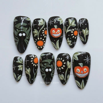 Shadow Woods | Handmade Woodland Halloween Pumpkin Shadow Figure Gel Press-On Nails (Copy)