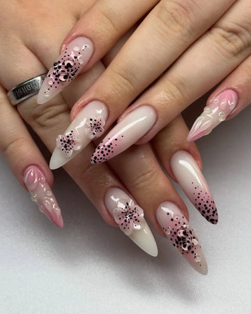 Speckled Blossom | Handmade Pink Ombre 3D Flower Spring Press-On Nails