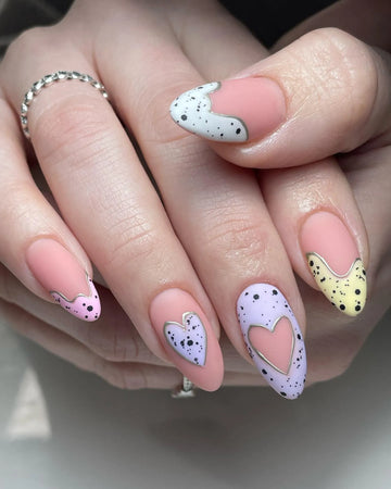 Speckled Pastel | Handmade Matte Easter Egg Heart Cutout Press-On Nails