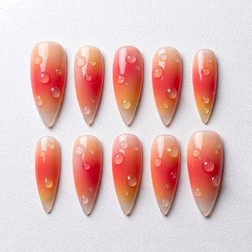 Sunset Dew | Handmade Summer Ombre 3D Water Drop Gel Press-On Nails