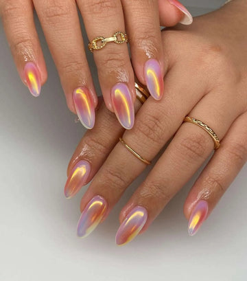 Sunset Glaze | Handmade Pearl Iridescent Aurora Ombre Press-On Nails