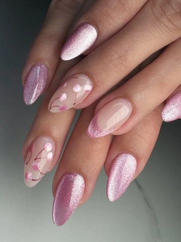 Sweet Cherry | Handmade Pink Cat Eye Coquette Cherry Press-On Nails
